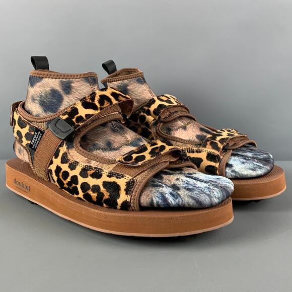 DOUBLET Size 10 Brown Tan Animal Print Mixed Materials Straps Sandals main image 7